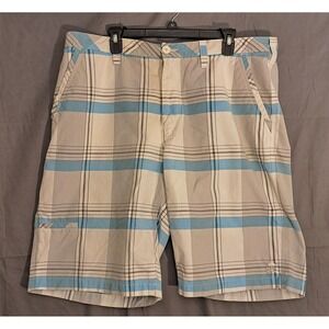 Tony Hawk Plaid Shorts Men's Size 38 Blue Gray White